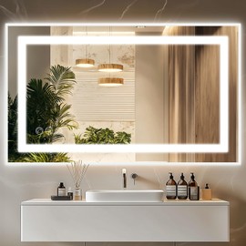 JLERLI 40×24 Bathroom Mirror with Lights, Backlit & Frontlit(Seperate Control), LED Mirror with 3 Colors Lights, Anti-Fog, HD Tempered Glass, Shatter-Proof, Dimmable Brightness, UL-Listed