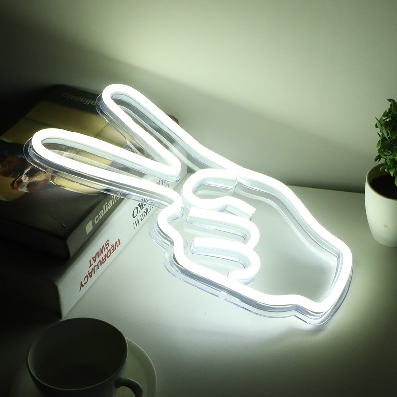 Neon Sign Light Innovative Victory Gesture Decorative Lamp USB Powered