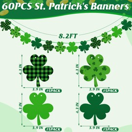 5PCS St Patricks Day Decorations, Paper St.Patrick's Day Banner, Plaid Clover Banner St Patricks Day Party Supplies