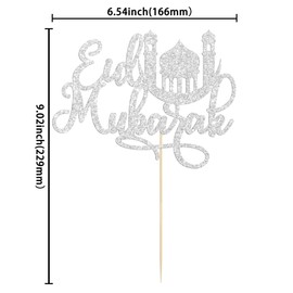 1 paquete de decoración para tartas de Eid Mubarak con purpurina plateada, estrella de luna, Hajj Mubarak Eid, palillos para tartas islámicos, musulmanes, Eid Mubarak, festival, Ramadam Kareem, suministros de decoración para tartas
