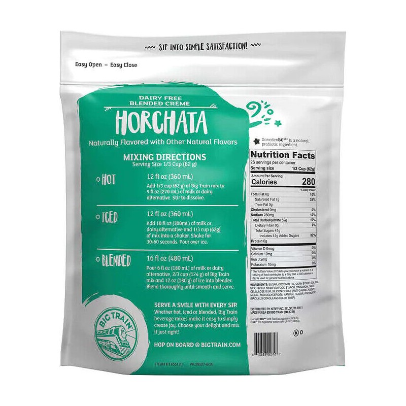 BIG TRAIN DAIRY FREE HORCHATA BLENDED CREME DRINK MIX, 3.5