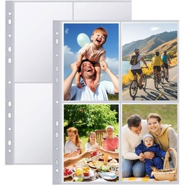 A4 Photo Sleeves for A4 2/3/4 Ring Binder, Transparent Double-Sided Photo Album, Refill Pages, Photo Sleeves, DIN A4, 400 Compartments, DIN A4 Divided, Postcard Sleeves, Transparent Sleeves for Photos