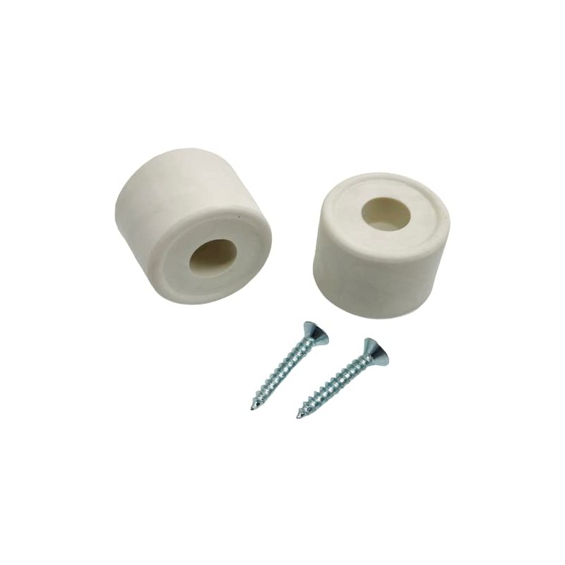 Rubber Door Stops/Wall Protectors with Screws (Large (33mm) White)