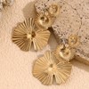 EAVUYIS Gold Flower Petal Dangle Earrings Long Lotus Flower Tassel