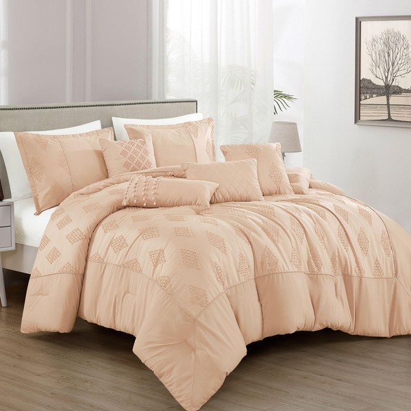 Heemab Modern 7-Piece Comforter Set for Cozy Bedrooms, Includes Decorative