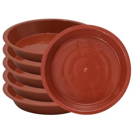 JAKOUE 6pcs Terracotta Plastic Plant Saucers (6.3'') - Heavy Duty Indoor Plant Trays for Pots with Water Drainage, Drip Catcher & Decor (Set of 6 Round Saucers)