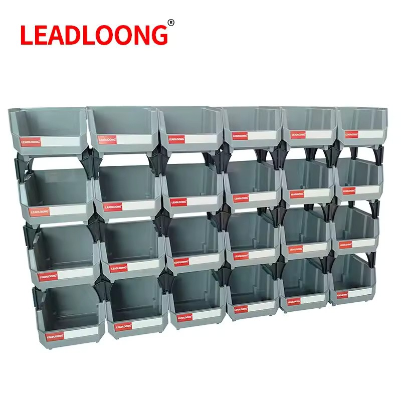 Stackable Plastic Parts Bins for Garage Tool Storage