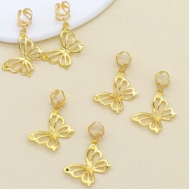 NAISKA 10Pcs Butterfly Dreadlock Accessories Braid Clips Butterflies Pendant Hair Beads Dreadlock Charms Clip Braid Beads Clips Cuffs Rings Hair Jewelry Gifts for Women and Teen Girls（Gold）