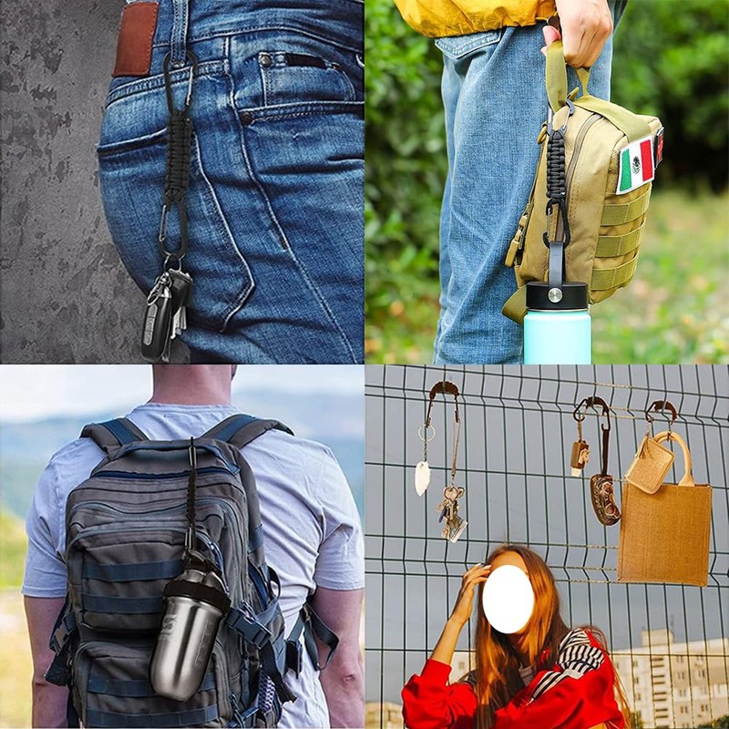 harukita Carabiner Paracord Braided Double Head Key Holder, Camping Hook,