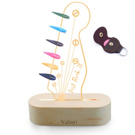 Valiayi Light Up Guitar Pick Holder, Acrylic Guitar Pick Display with Display and Wooden Base for Picks Storage, Gift For Music Lovers Guitar Players