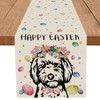 GPGHE Happy Easter Table Runner Golden Doodle Dog Eggs Flowers