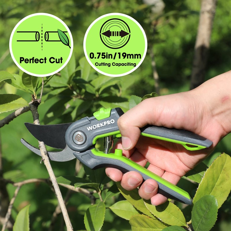 WORKPRO Bypass Pruning Shears, 8’’ Stainless Steel Gardening Hand Pruner,