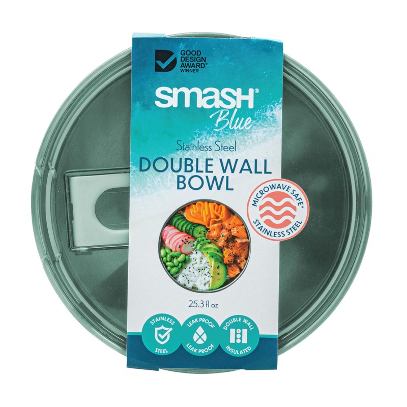 Smash Double Wall Microwave Safe Stainless Steel Bowl (Sage)