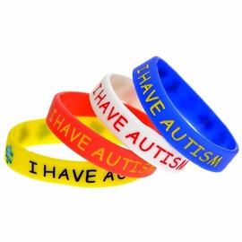 I HAVE AUTISM Awareness Bracelet Medical Alert ASD Wristband Kids Teens Adults (Medium (18cm), Red)