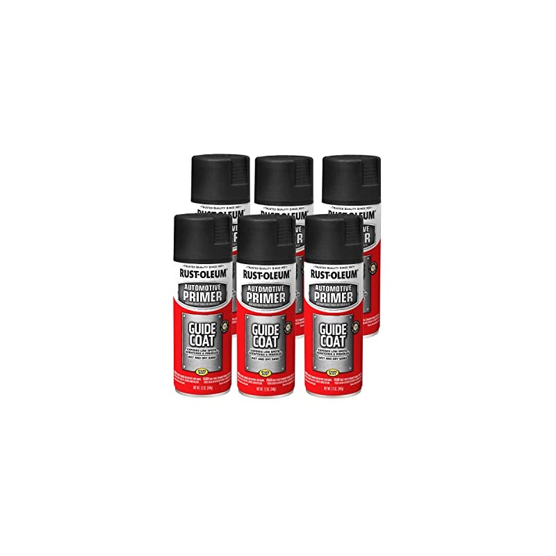 Rust-Oleum 363525-6PK Automotive Guide Coat Primer, 12 oz, Black, (Pack