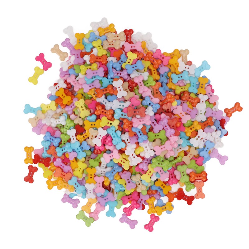 1000Pcs Dog Bone Buttons Bright Vivid Colors Cute Dog Bone