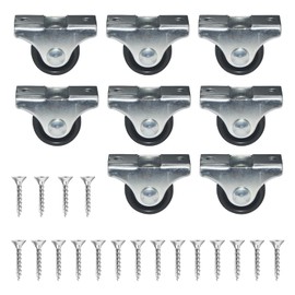 8 Stück Gummi Rollen für Möbel, 15 mm – Robuste Möbelrollen für Transport, Nicht Schwenkbar, Tragkraft 25 kg pro Rolle, Inklusive 18 Schrauben (0.5 inch)