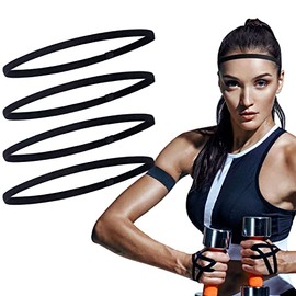 Sumind 4 Pieces Thick Non-Slip Elastic Sport Headbands Football Hair Headbands for Women and Men (Black)