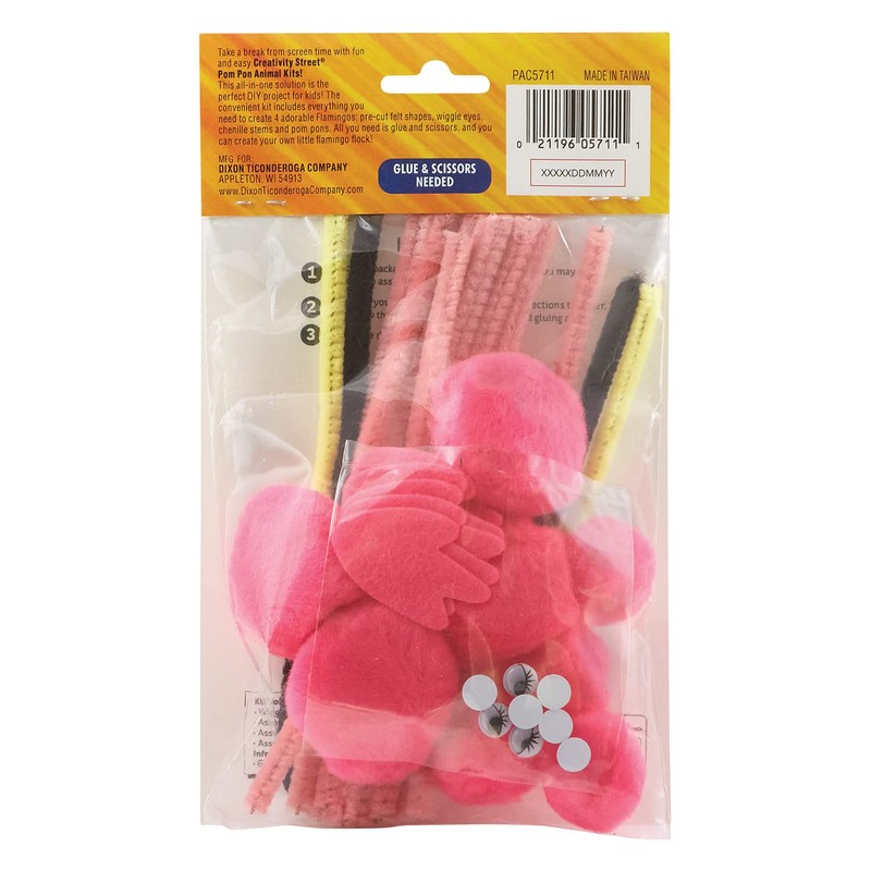 Creativity Street Pom Pon Animal Kit, Flamingos, 2" x 2.75"