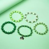 tenghong2021 Boho Green Clover Pendant Lucky Bracelet Set for Women