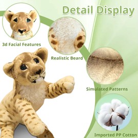 VYUSIT Lion Stuffed Animal Soft Large Stuffed Lion Plush Lion Toys Safari Animals Lion Stuffy Cute Jungle Plush Toys Simulation Cute Plushies Birthday Gifts for Kids Boys 16"