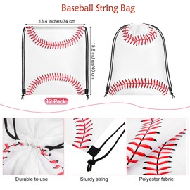 durony 15 bolsas de béisbol con cordón de cordón, mochila deportiva, bolsa de regalo de fiesta con cordón para almacenamiento deportivo, Rojo, Mediano