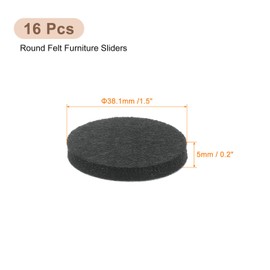 uxcell Furniture Pads, 16Pcs 1.5" - Round Self Adhesive Felt Furniture Pads, Floor Protectors for Furniture Feet Chairs Legs Hardwood Floors (Black)