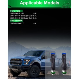 SZKAIDAG Upgraded 5.4L Fuel Injectors 0280158138 Set of 8 Fits for:-Ford F150 2007-2008 F250 F350 Super Duty 5.4L 2007 2008 2009 2010 for:-Lincoln Mark LT OE# 62402 7C3Z9F593A 0280158138 (ALL NEW)