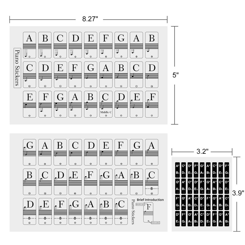 Piano Stickers Keyboard Key Note: Removable Piano Keyboard Note Labels