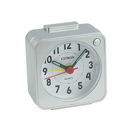 Travel Alarm Clock Silent Sweep luminous Hands -Silver CLK31C