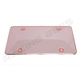 Racingbees Car Concave License Plate Cover Multi Color (1 Set of 2 Pcs, Pink)