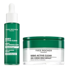 Yves Rocher Set Sebo Active Clear Crema Facial en Gel Matificante (50 ml)  Srum equilbrante anti imperfecciones (30 ml)                               