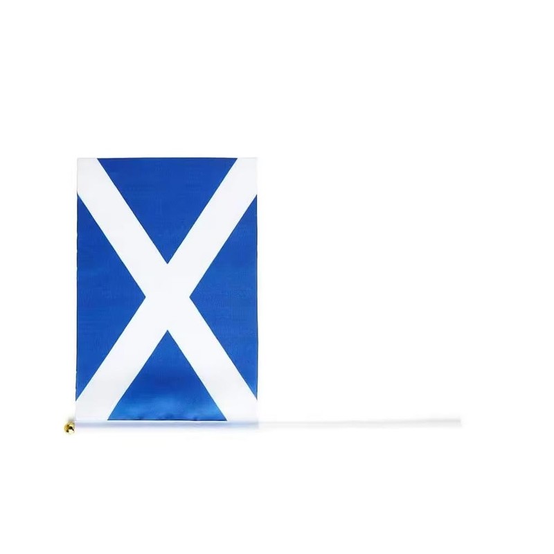12 x Scotland Handheld Flags With Stick Poles For Scottish