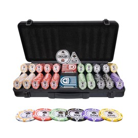 GEM POKER Luna 14 Gram Clay Poker Chips Set for Texas Hold’em, 500PCS Numbered Chips, Features a High-end Carrying Case with Strong Eva Foam Inside and German Polycarbonate Shell
