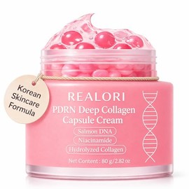 realori PDRN Capsule Cream with Vitamin C & Collagen – Korean Boba Moisturizer for Face, Pink Jelly Cream for Deep Hydration, Skin Repair, and Glow – Korean Skincare Gel for All Skin Types
