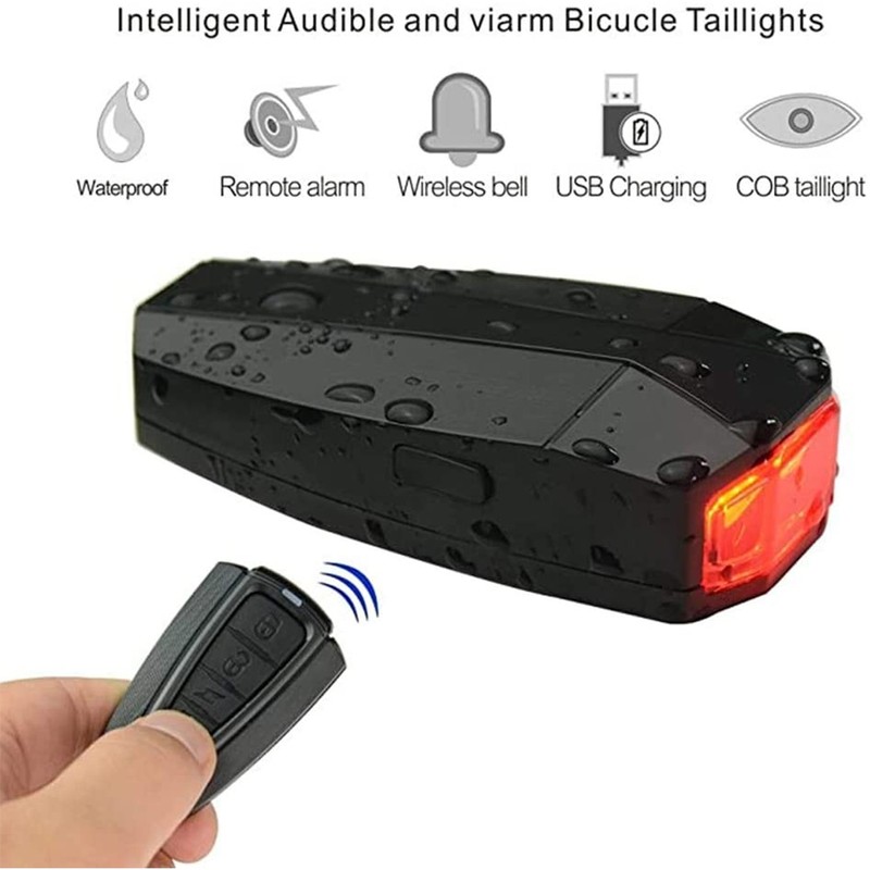 Bike Tail Light USB Rechargeable Smart Bike Tail Light Wireless