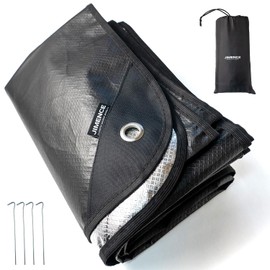 JIMENCE Leisure Sheet Ground Sheet, Aluminum, Waterproof, 59.1 x 82.7 inches (150 x 210 cm), Storage Bag Included, For 1-3 People, Black
