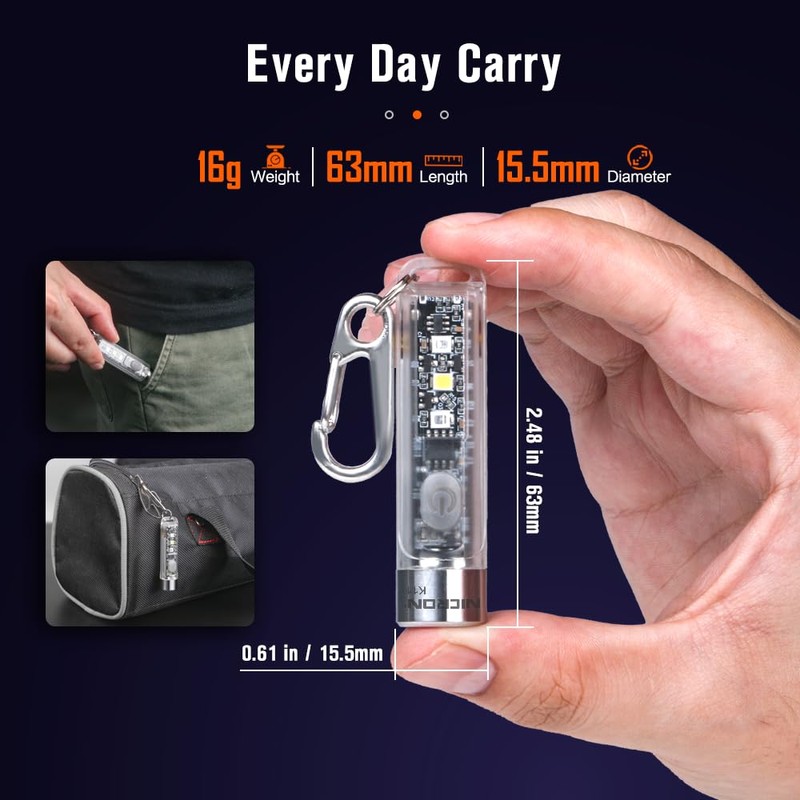 NICRON K11 Rechargeable Keychain Flashlight Lightweight,400 Hight Lumen with Extra