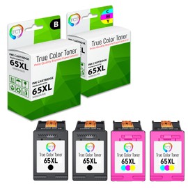 TCT 65XL Ink Cartridge 4 Pack - Premium Compatible Replacement for HP 65XL 65 XL Works with HP Deskjet 3720 3721 3730 Printers (2 Black N9K04AN 2 Tri-Color N9K03AN)