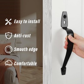 WellMade 10" Barn Door Handles Heavy Duty,Gate Handle for Wooden Fences Shed, Rustic Metal Decorative Sliding Door Pull Handles (Black 2 Packs)