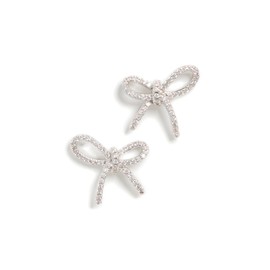 By Adina Eden Women's Pave Bow Tie Stud Earrings, Silver, One Size