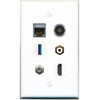 RiteAV CAT7 Coax HDMI RCA-White TOSLINK USB-3 Flat/Solid Wall Plate [White]