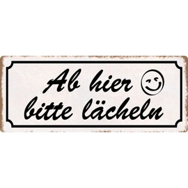 Tin Sign 27 x 10 cm Curved From Here Please Smile Sayings Decorative Gift Sign