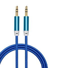 3.5mm to 3.5mm Aux Audio Cable,1M Jack to Jack Aux Stereo Cable, Nylon Braided Male to Male Gold Plated Plug Cable Compatible with all Smrtphons Car Speakers Laptop Headphone & more (Blue)