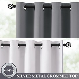 Yakamok Grey Room Darkening 100% Blackout Curtains Grommet Extra Wide Window Treatment with 2 Thick Layers-Gray Thermal Insulated Drape 1 Panel for Living Room Patio Door 100 by 84 Inches Length