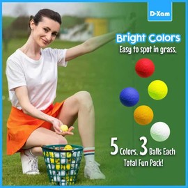 D-Xam Foam Golf Balls Bulk Practice Golf Ball Multicolor Soft | Long Lasting & Realistic Feel | Limited Flight Use Indoors Outdoors Backyard Training