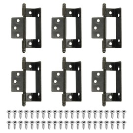 sourcing map 6Pcs Cabinet Hinges Full Inset, 3.4x0.7Inch Partial Wrap Long Axis Tip Hinge Vintage Semi-Wraparound Cover Cabinet Furniture Hinge with Screws, Bronze