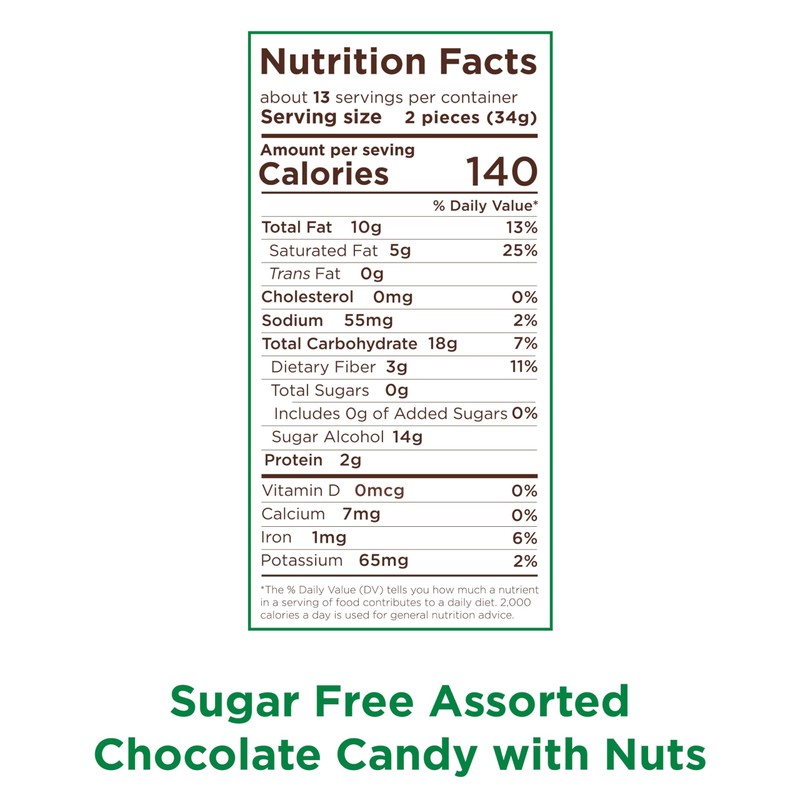 RUSSELL STOVER Sugar Free Assorted Chocolate Candy with Nuts, 15.5
