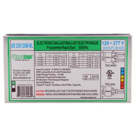 Ultrasave UR-226120M-BL Compact Fluorescent Ballast, 2-Lamp, 26W, CFL CFL26W, 120/277V