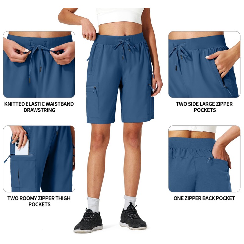 Ksmien - Pantalones cortos cargo para mujer, de secado rápido,